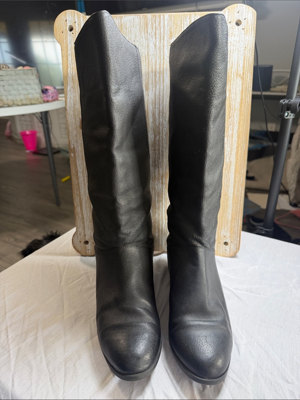Fanfares Classic Black Knee High Genuine Leather Boots 7 1/2W